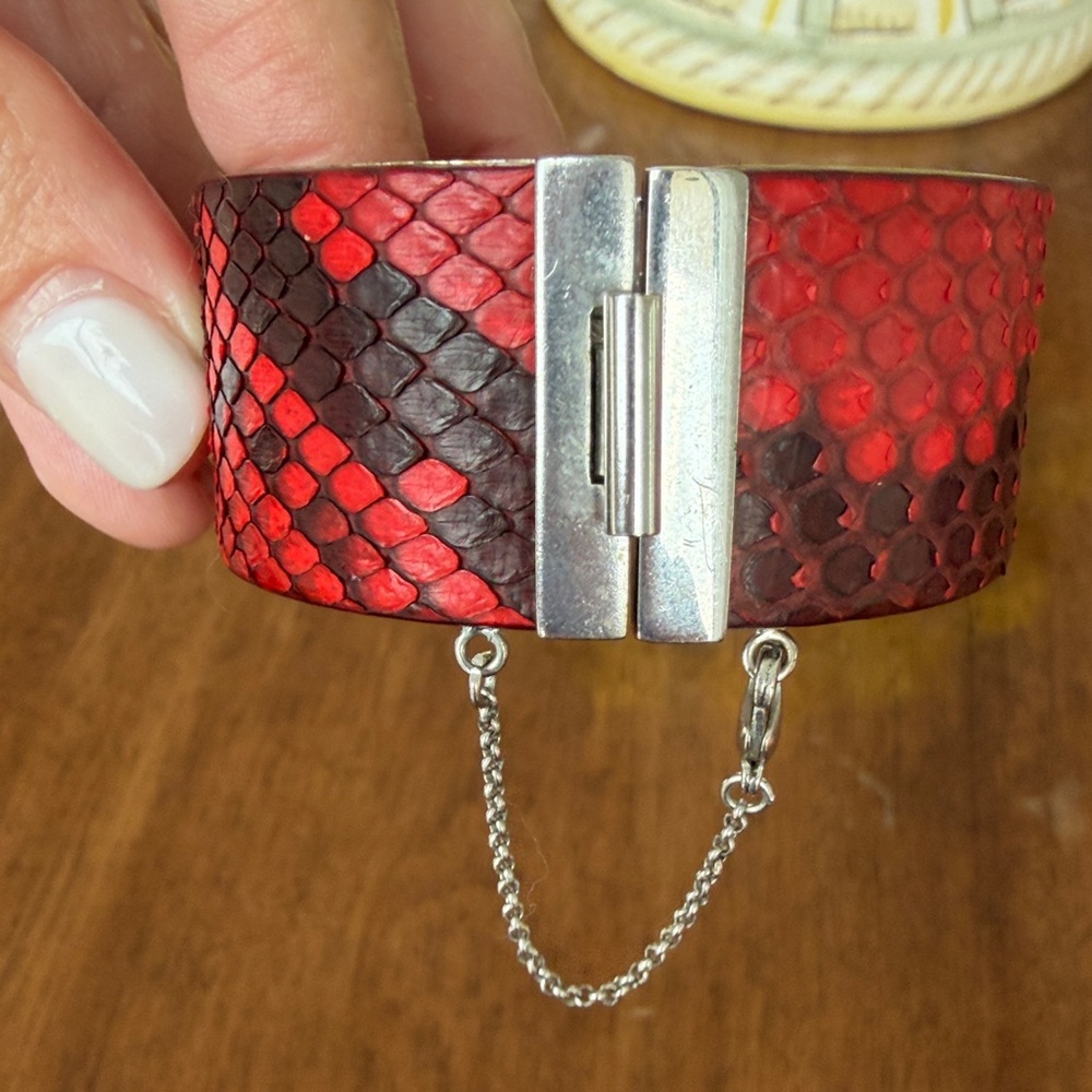 Celine Red Python Manchette Cuff Bracelet / Phoeb… - image 3